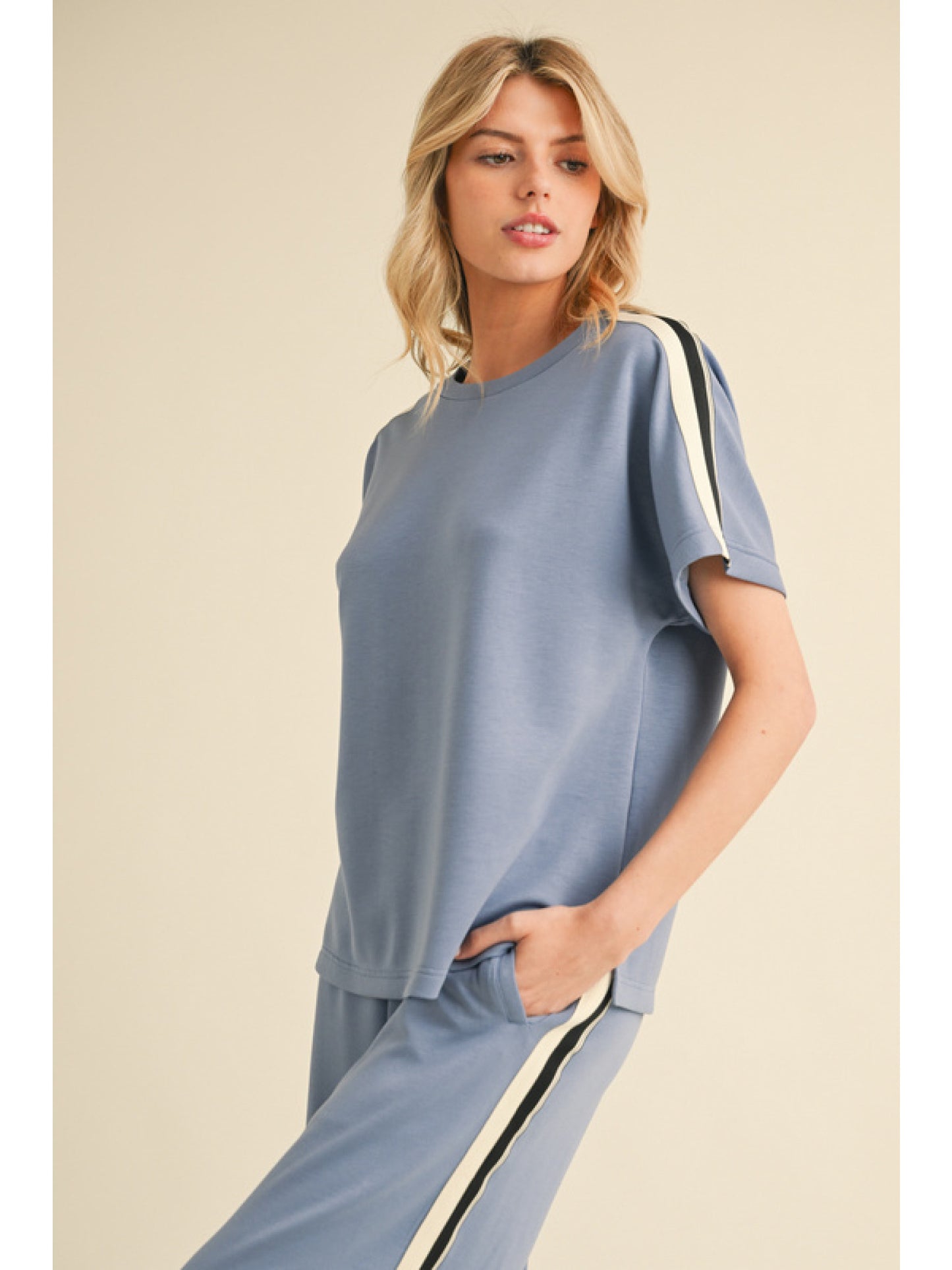 Denim Athletic Stripe Set