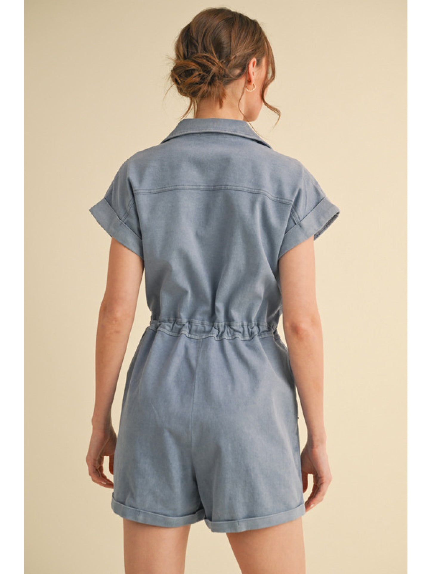 Denim Drawstring Romper
