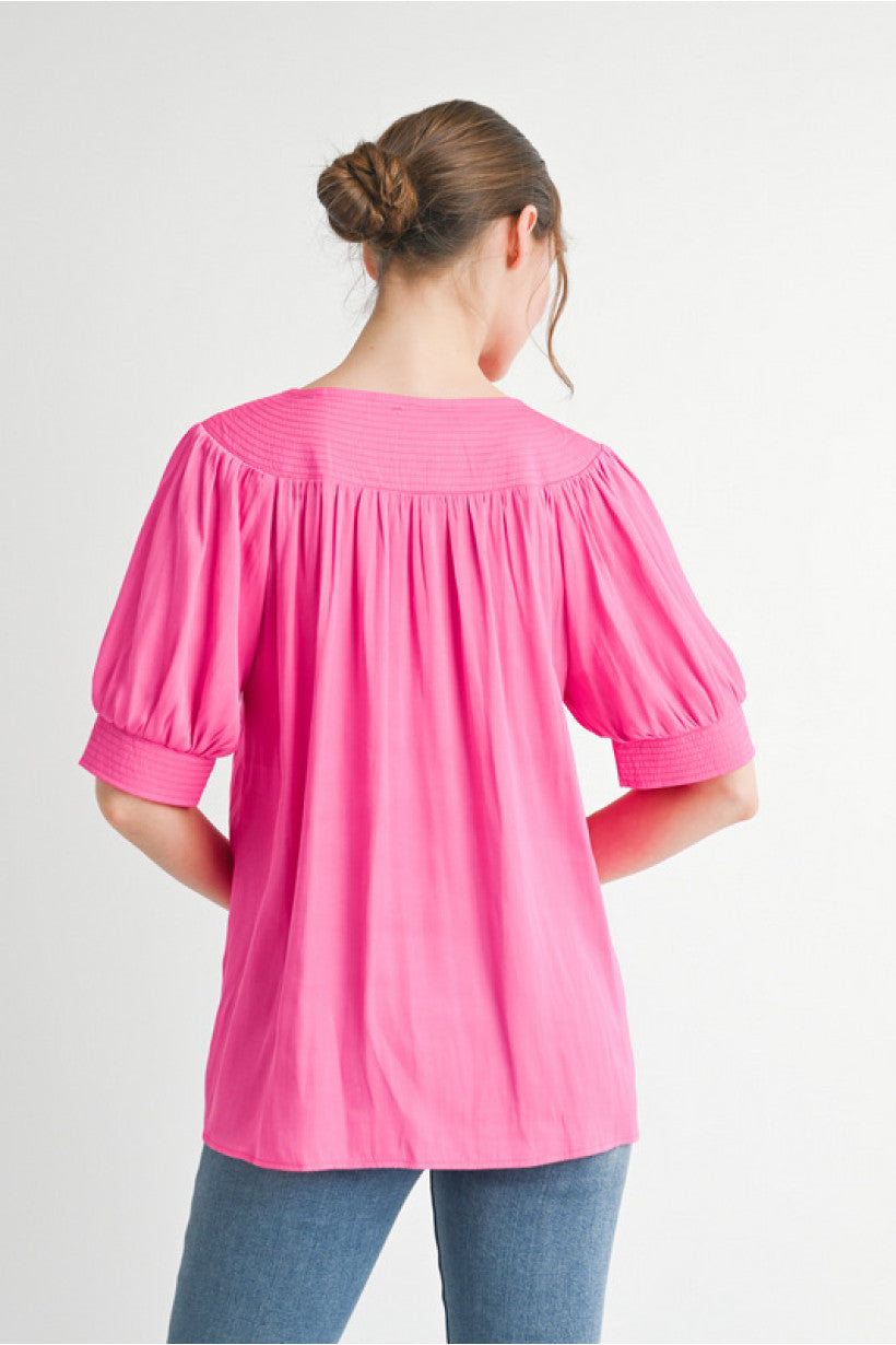 Solid Stitch Yoke Top