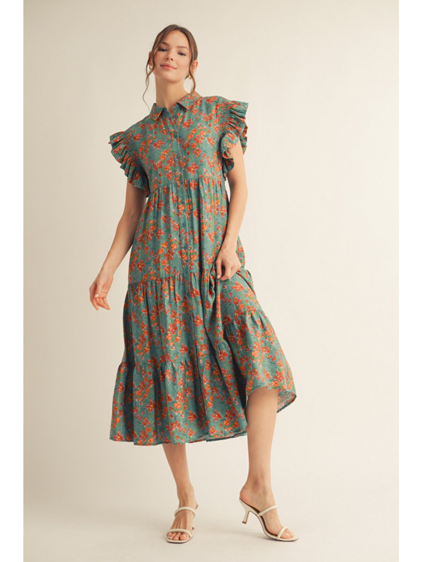 Teal & Rose Floral Dress