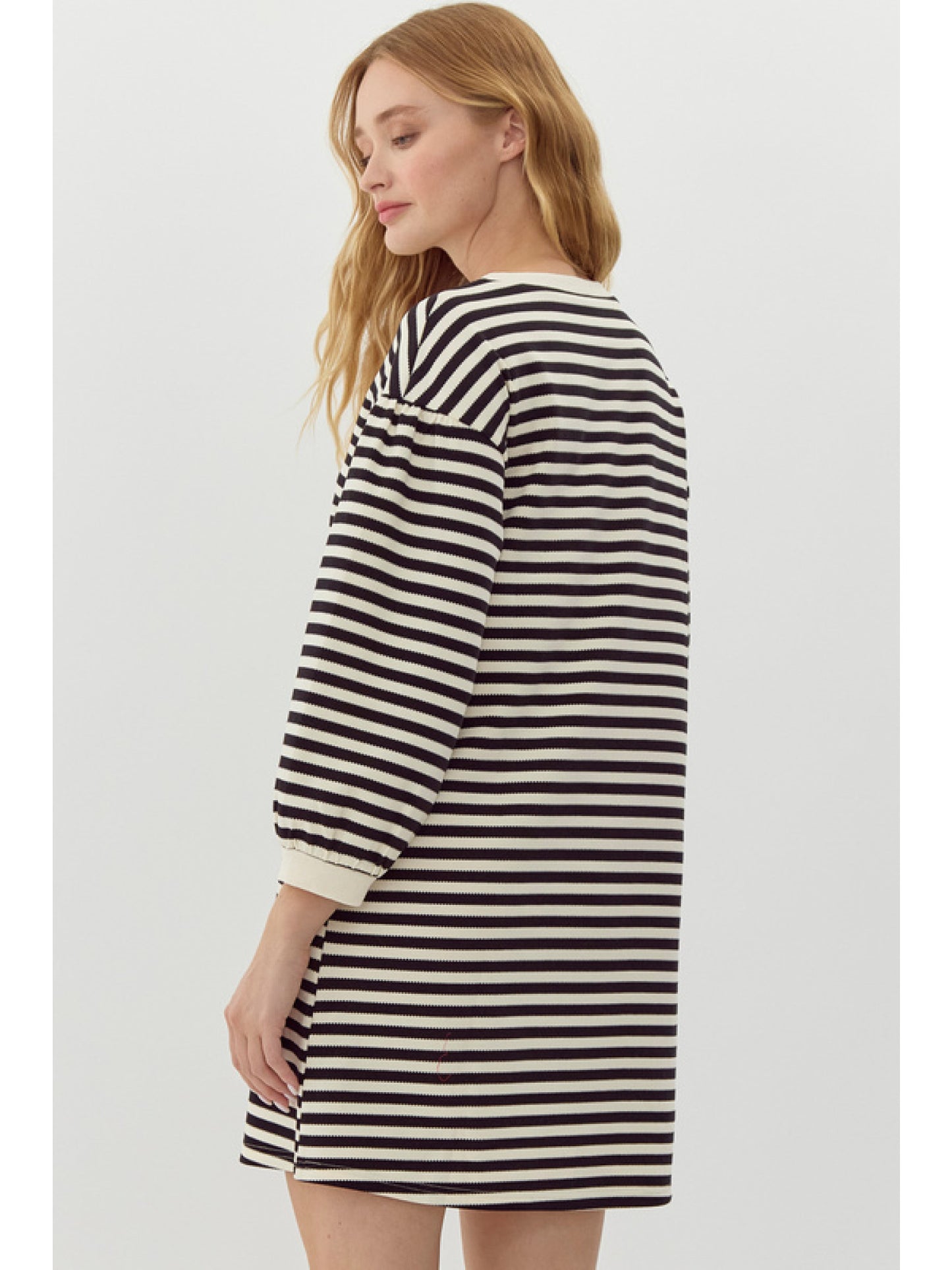 Quarter Sleeve Stripe Dress