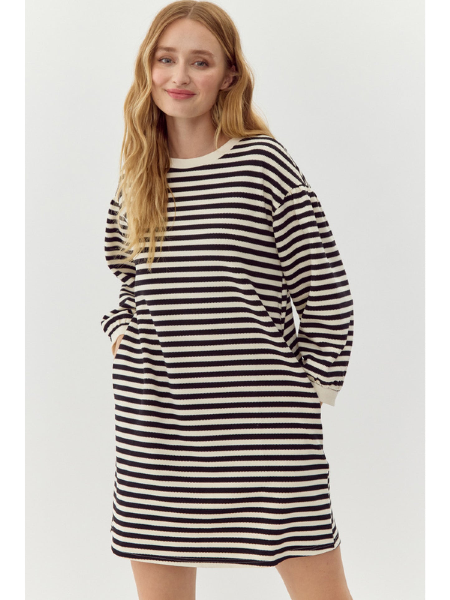 Quarter Sleeve Stripe Dress