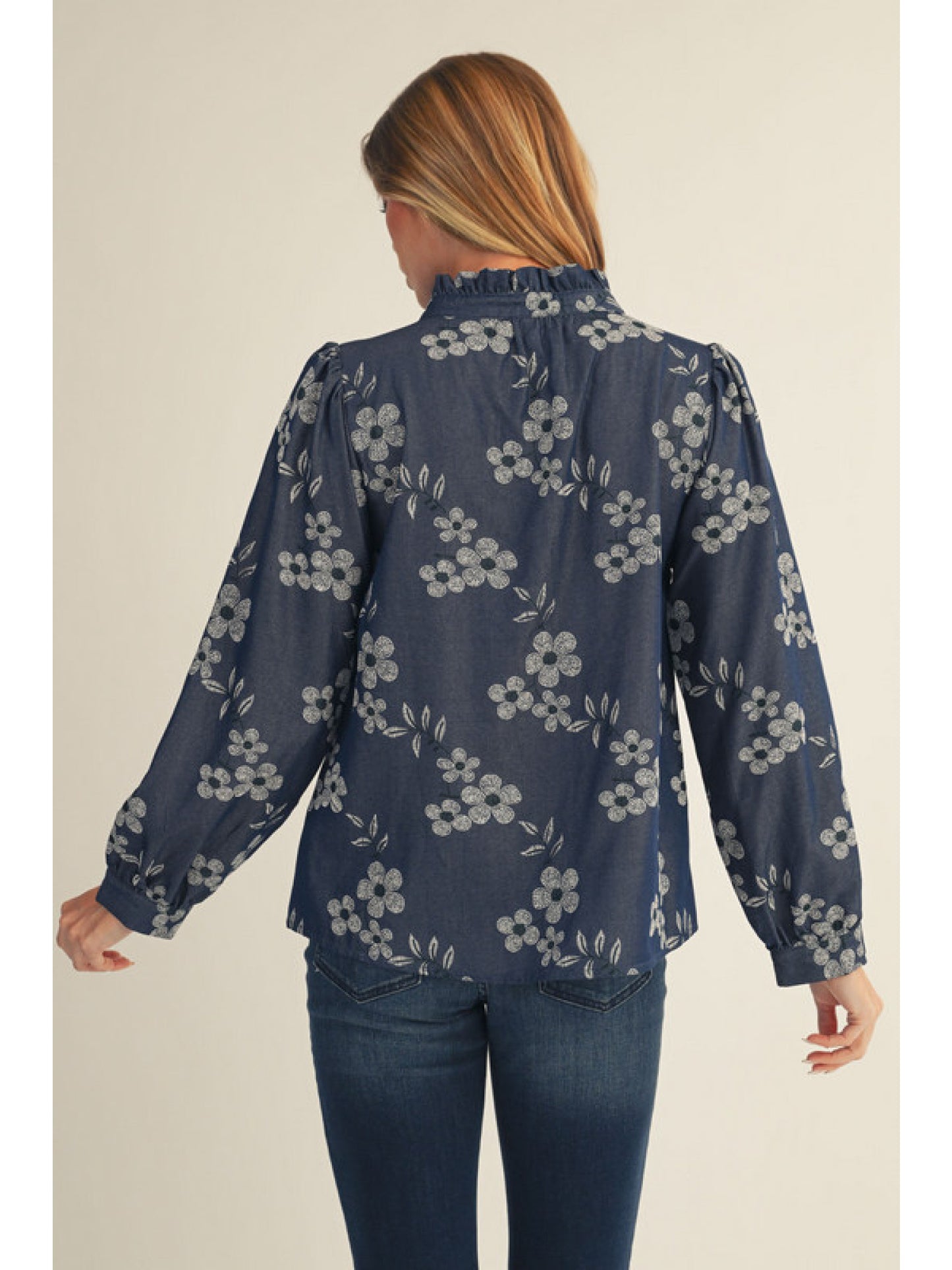 Button Down Embroidered Floral