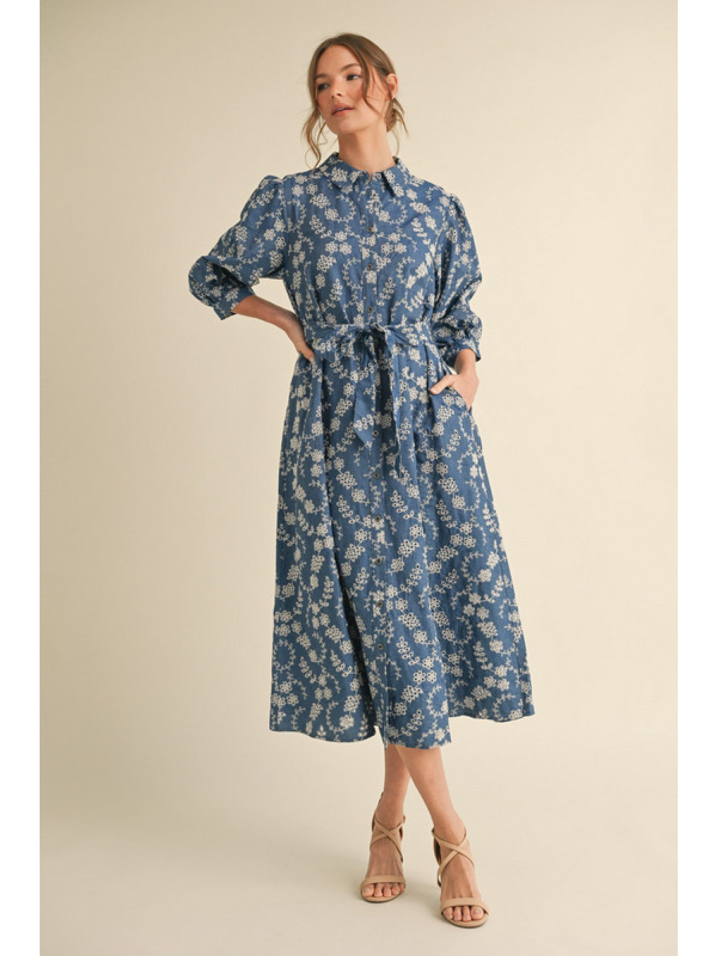 Denim Midi Belt Dress