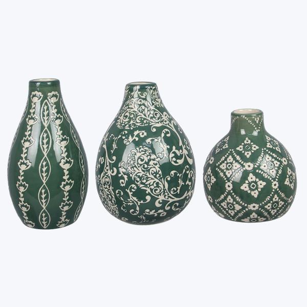 Green Stamped Mini Vase