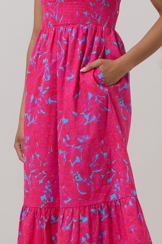 Pink Tier Pompom Dress