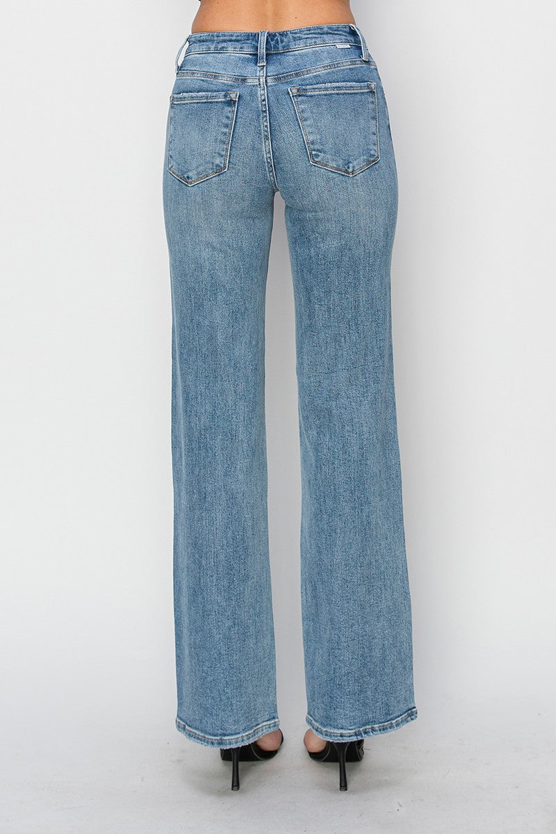 Risen Mid Rise Straight Denim