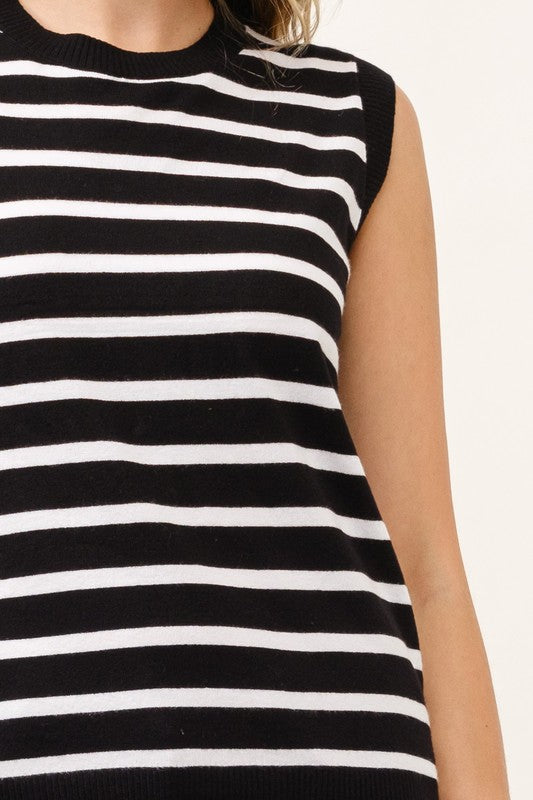 Black & White Stripe Crew Top