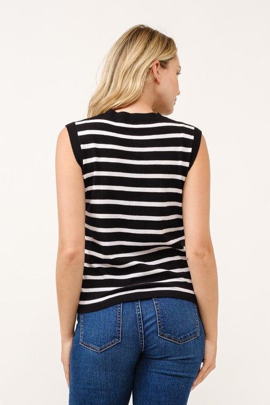 Black & White Stripe Crew Top