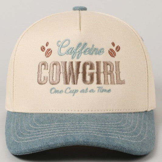 Caffeine Cowgirl Embroidery Cap