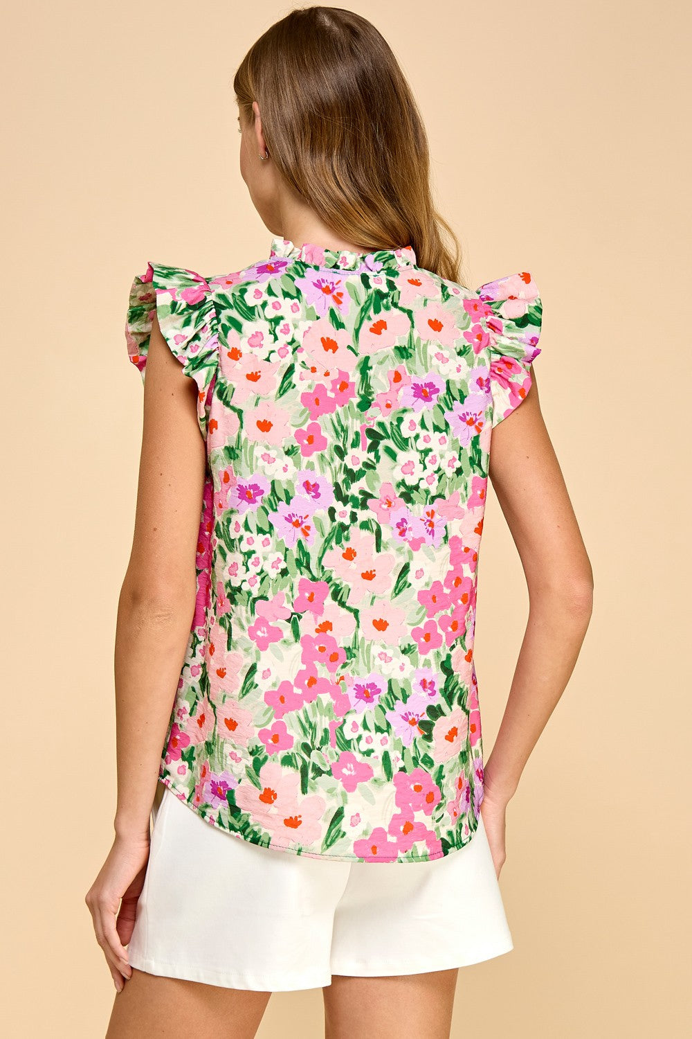 Floral Ruffle Sleeve Top