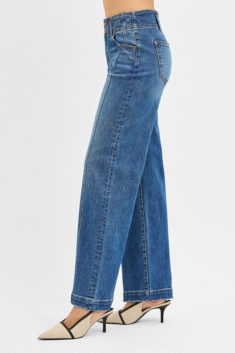 Risen Mid Rise Wide Baggy Jeans