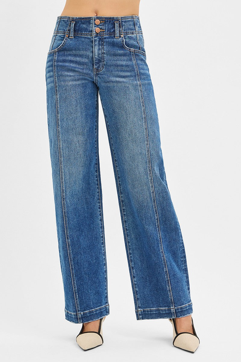 Risen Mid Rise Wide Baggy Jeans