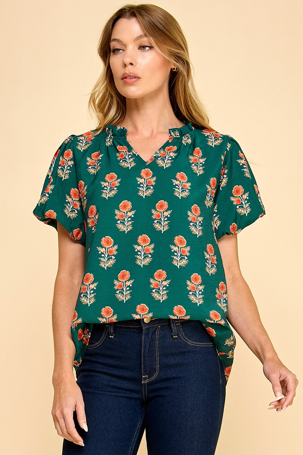 Floral Puff Sleeve Blouse