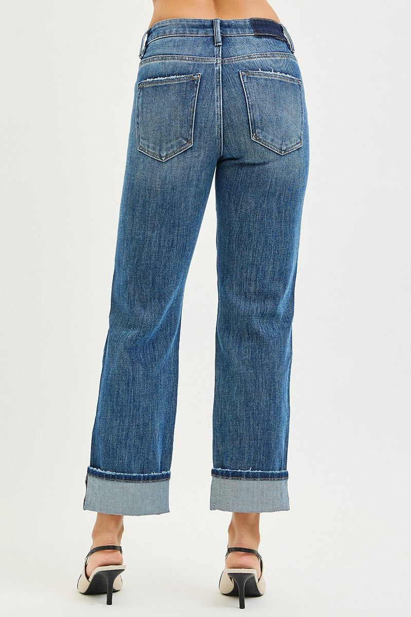 Risen Straight Cuff Jeans
