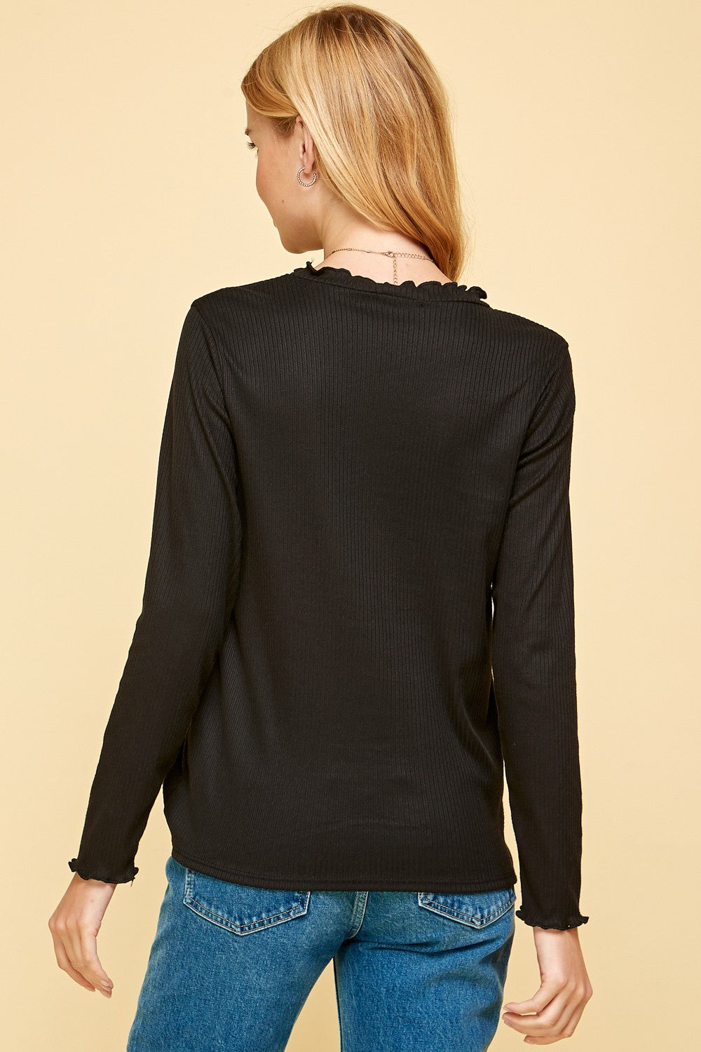 Long Sleeve Ruffle Collar Shirt