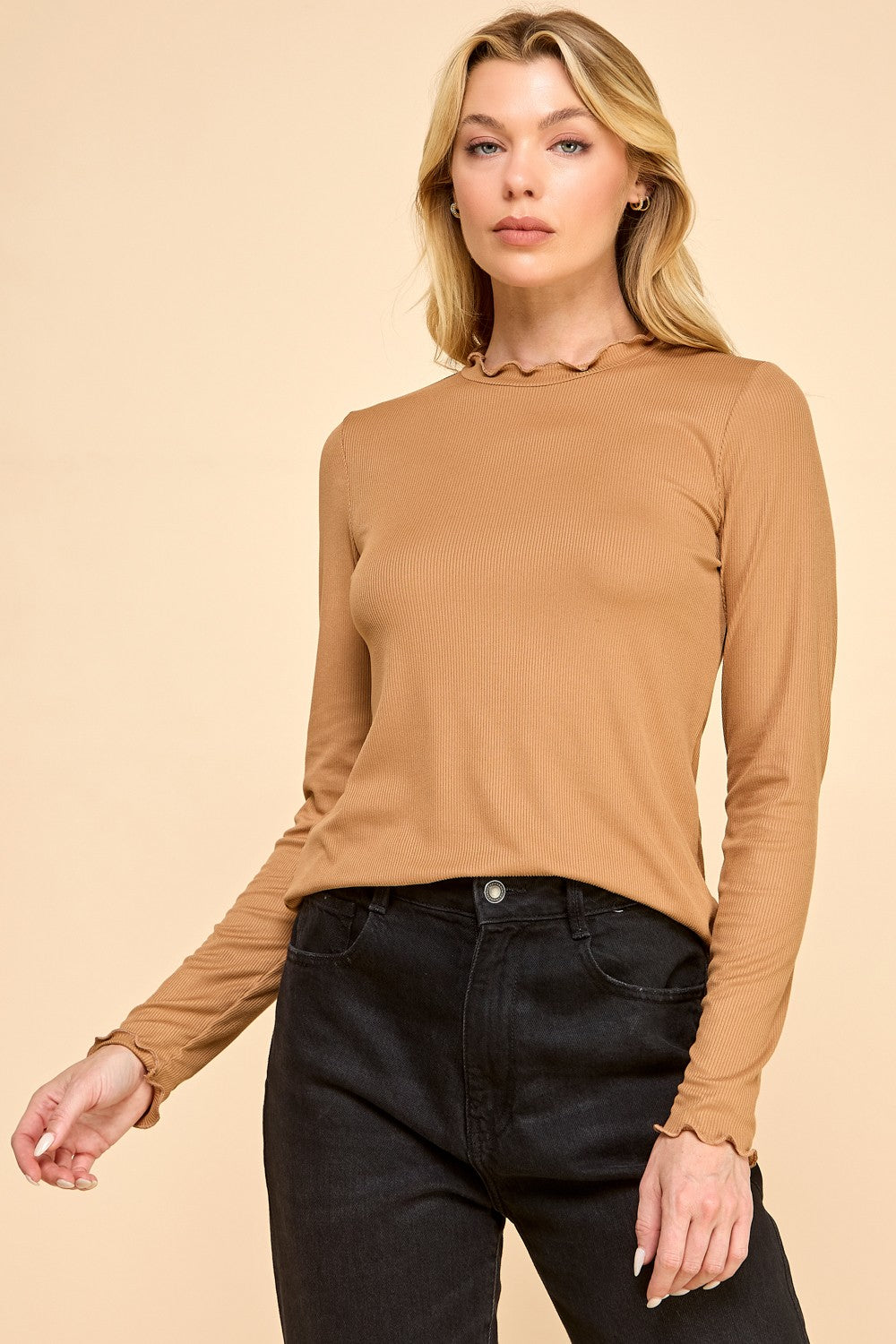 Long Sleeve Ruffle Collar Shirt