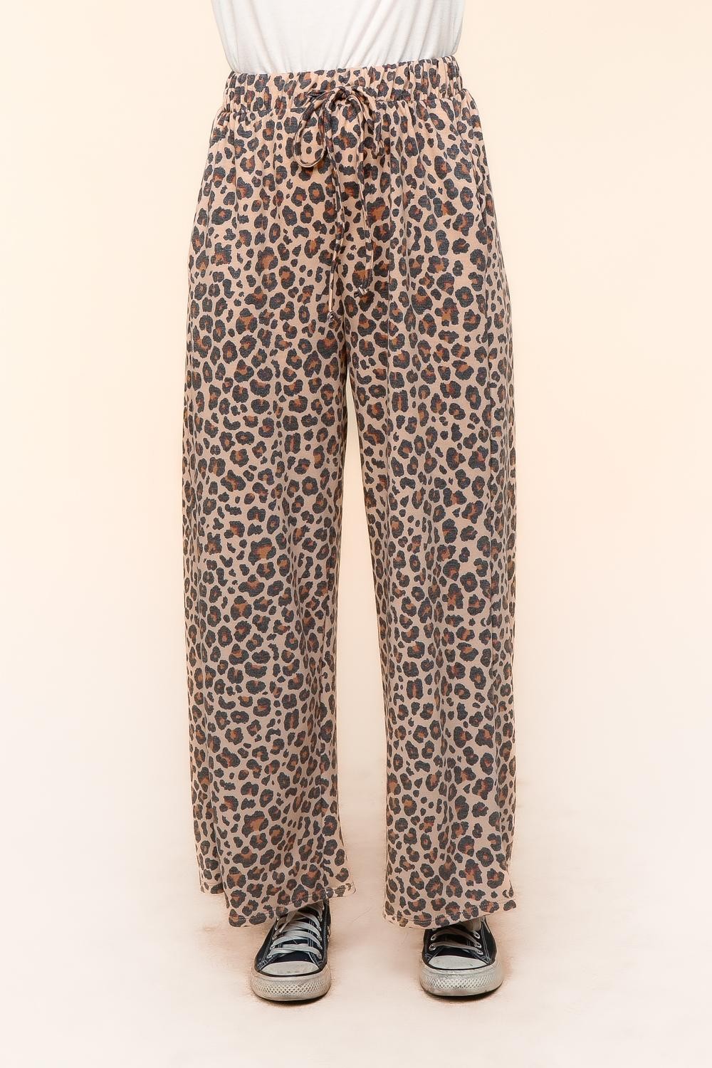 Leopard Wide Terry Pants