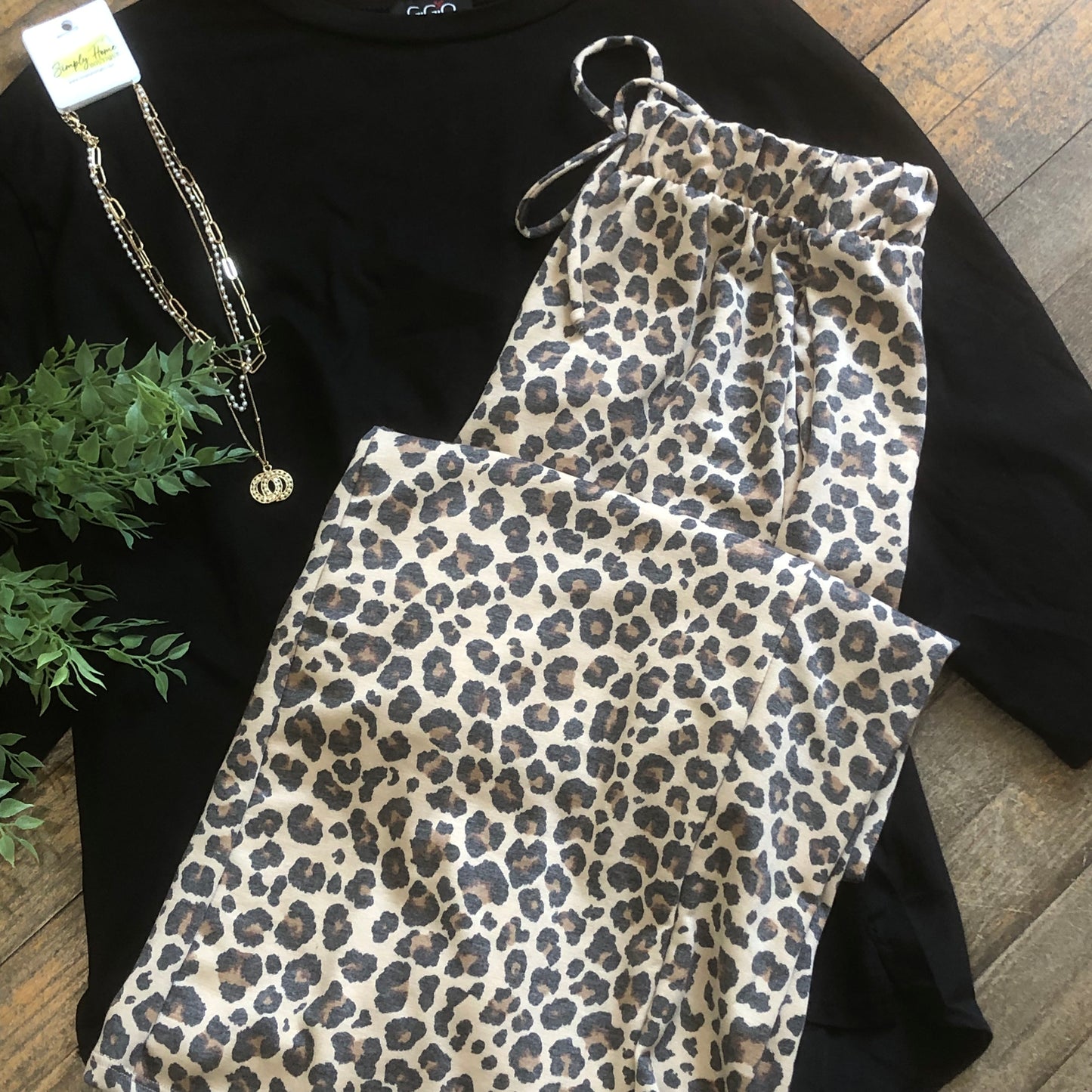 Leopard Wide Terry Pants