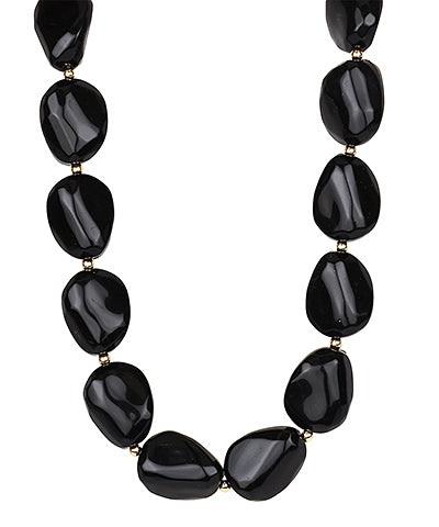 Marble-Look Ball Necklace with 18K Gold-Dipped Accents