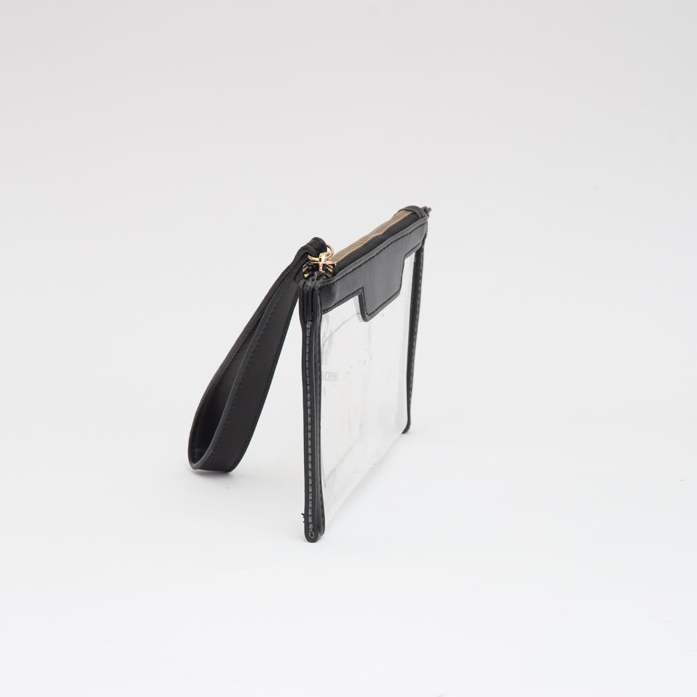 Clear Crossbody Wristlet with Black Trim