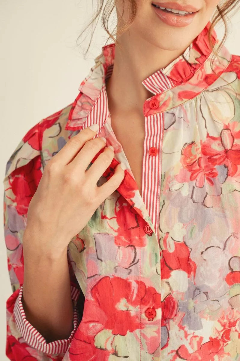Floral Quarter Sleeve Top
