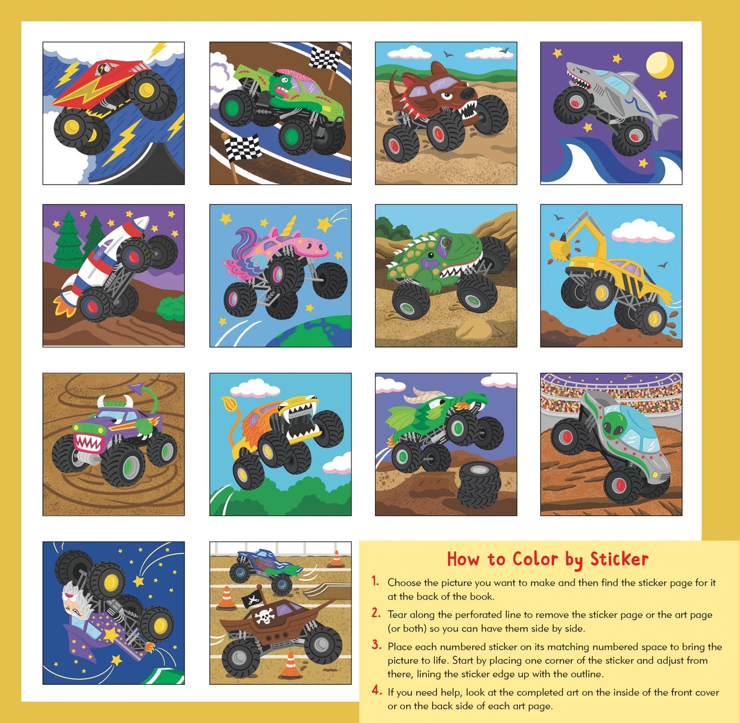 My First Color-by-Sticker Book- Monster Trucks