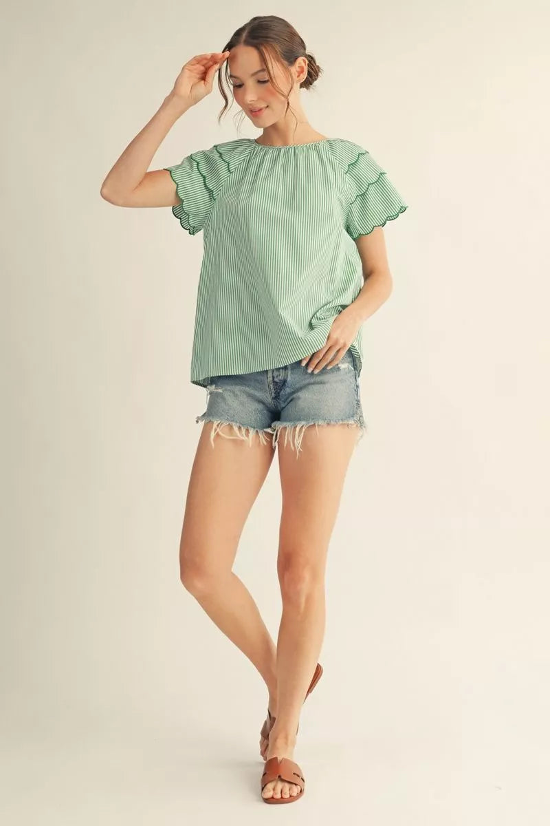 Scallop Sleeve Top