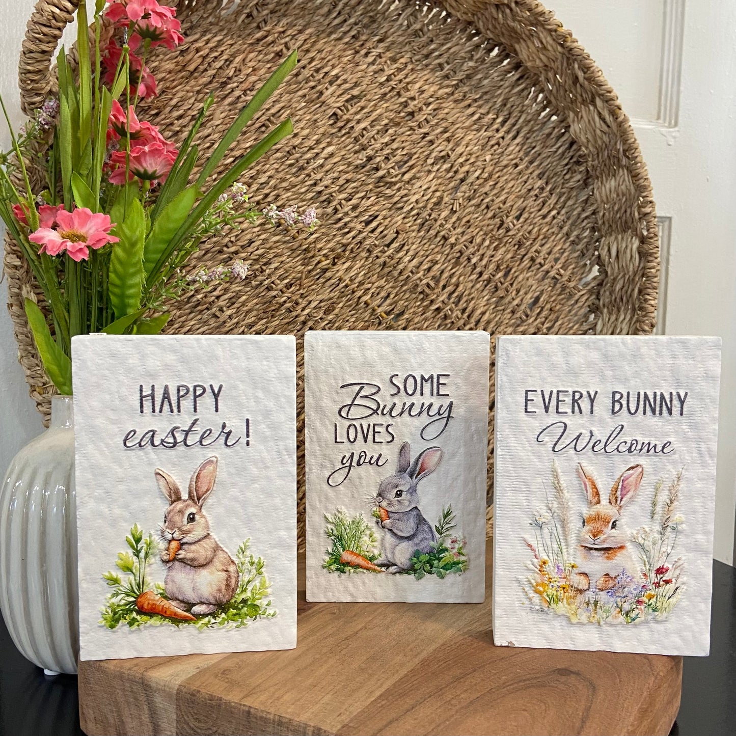 Wooden Embossed Bunny Sign