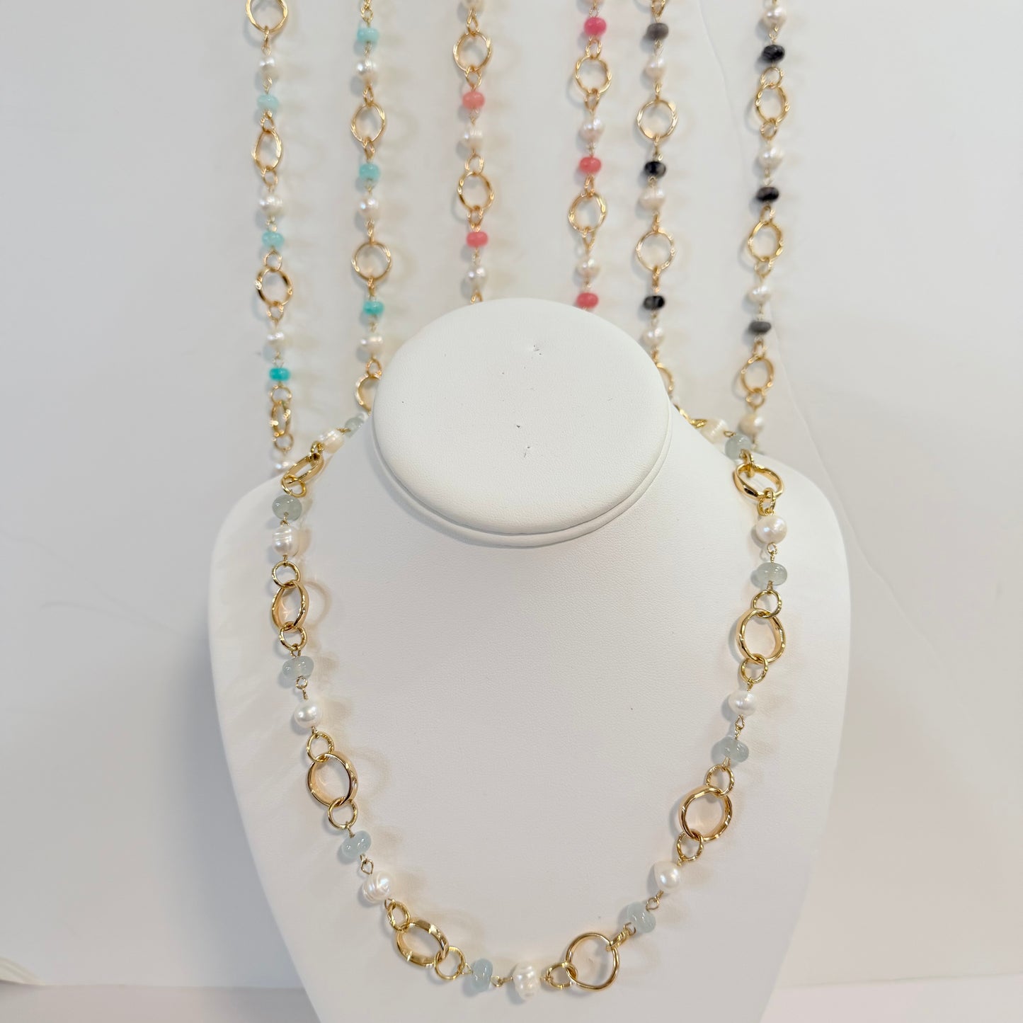 Long Stone and Gold Necklace