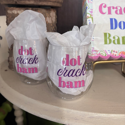 Dot Crack Bam Mahjong Stemless Wine Glasses – Set of 4
