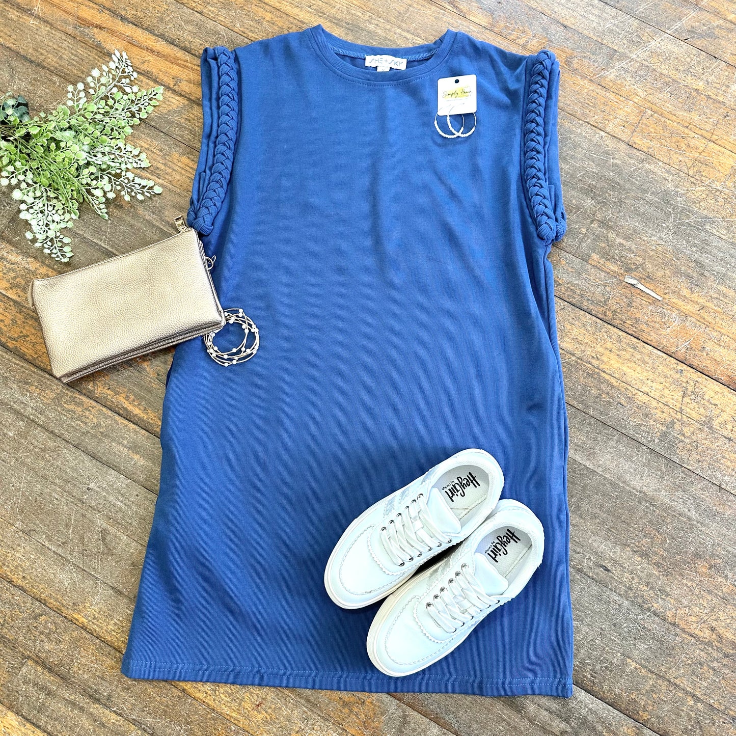 Navy Cap Sleeve Dress
