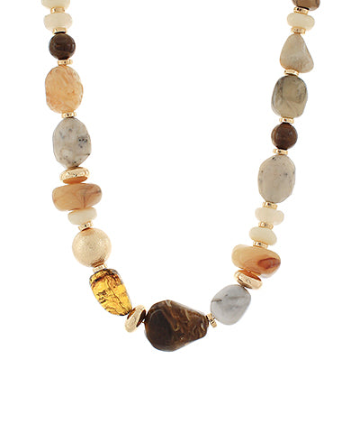 Brown Multi-Shape Marble-Look Necklace