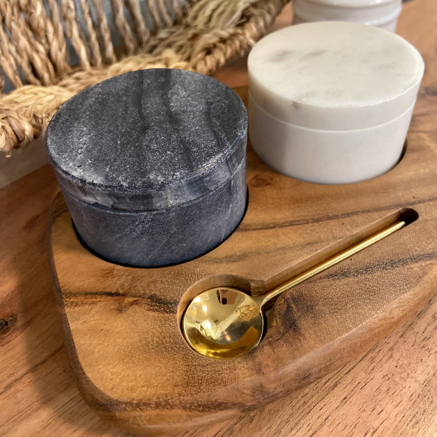 Wood Board with Salt & Pepper Cellars