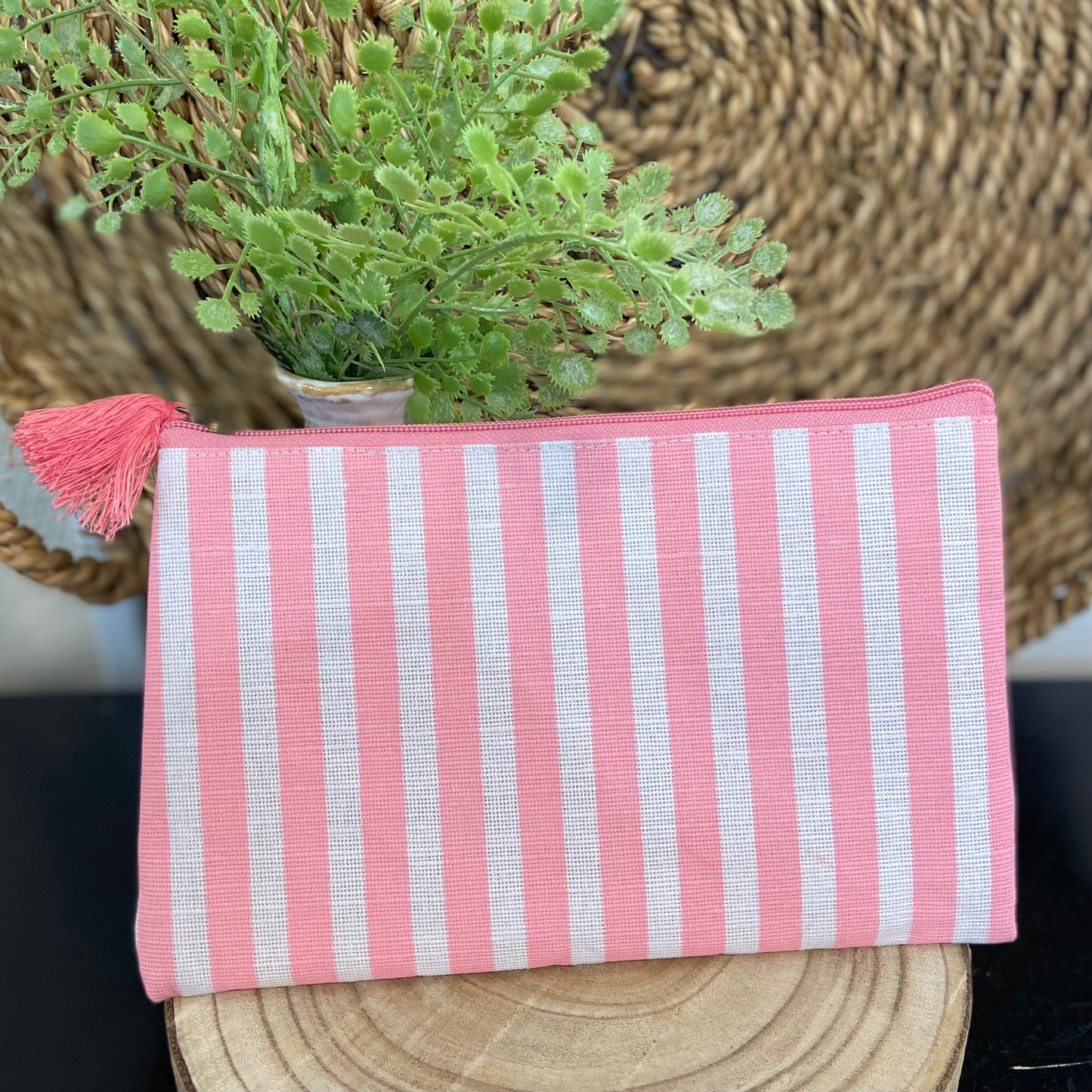 Pink & White Striped Bag