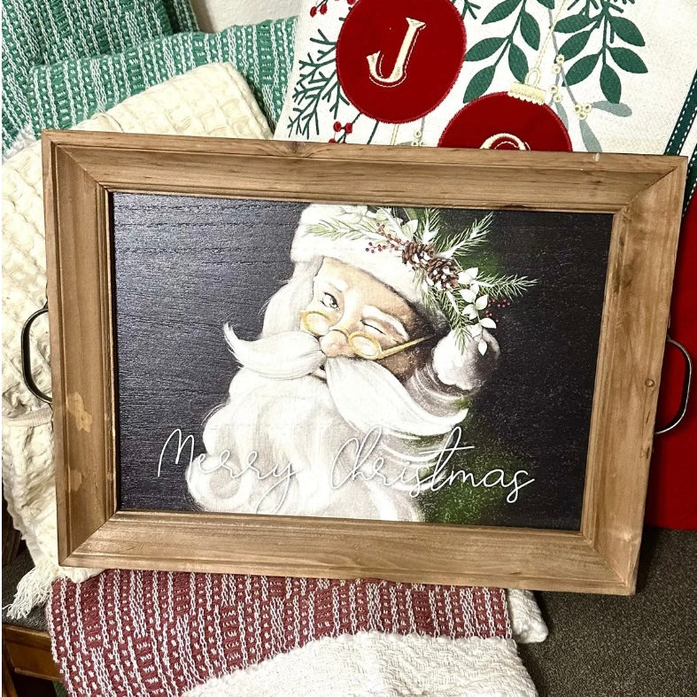 Wooden Merry Christmas Tray