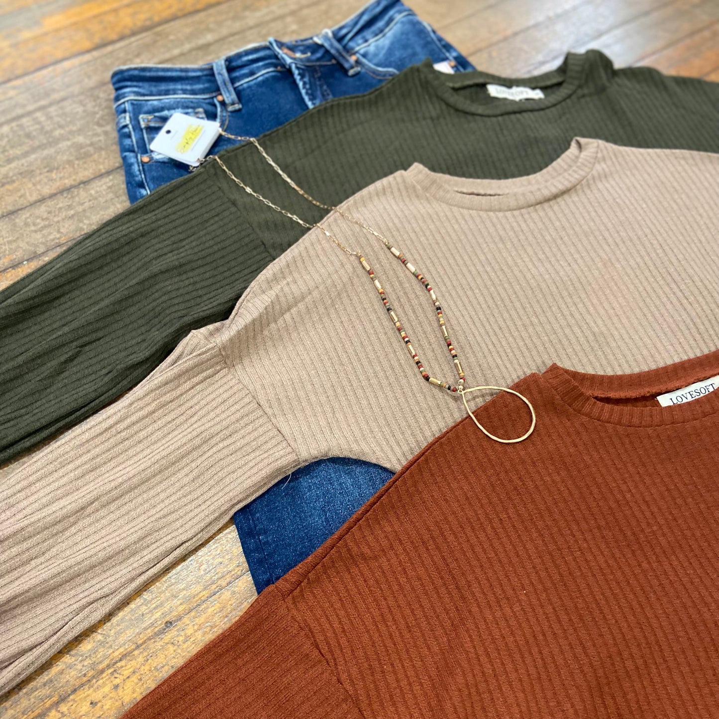 Light Knit Top with Ruffle Wrists