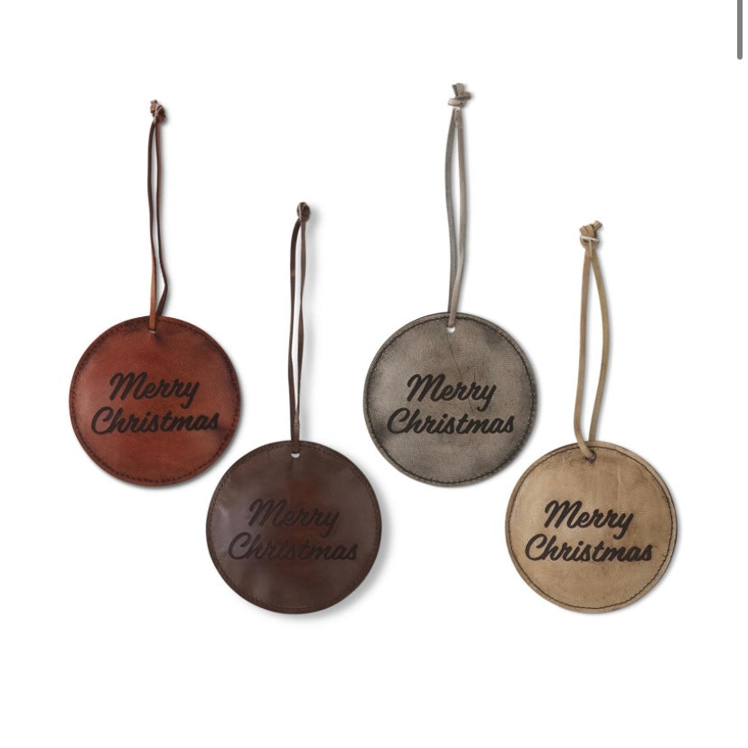 Leather Merry Christmas Ornament
