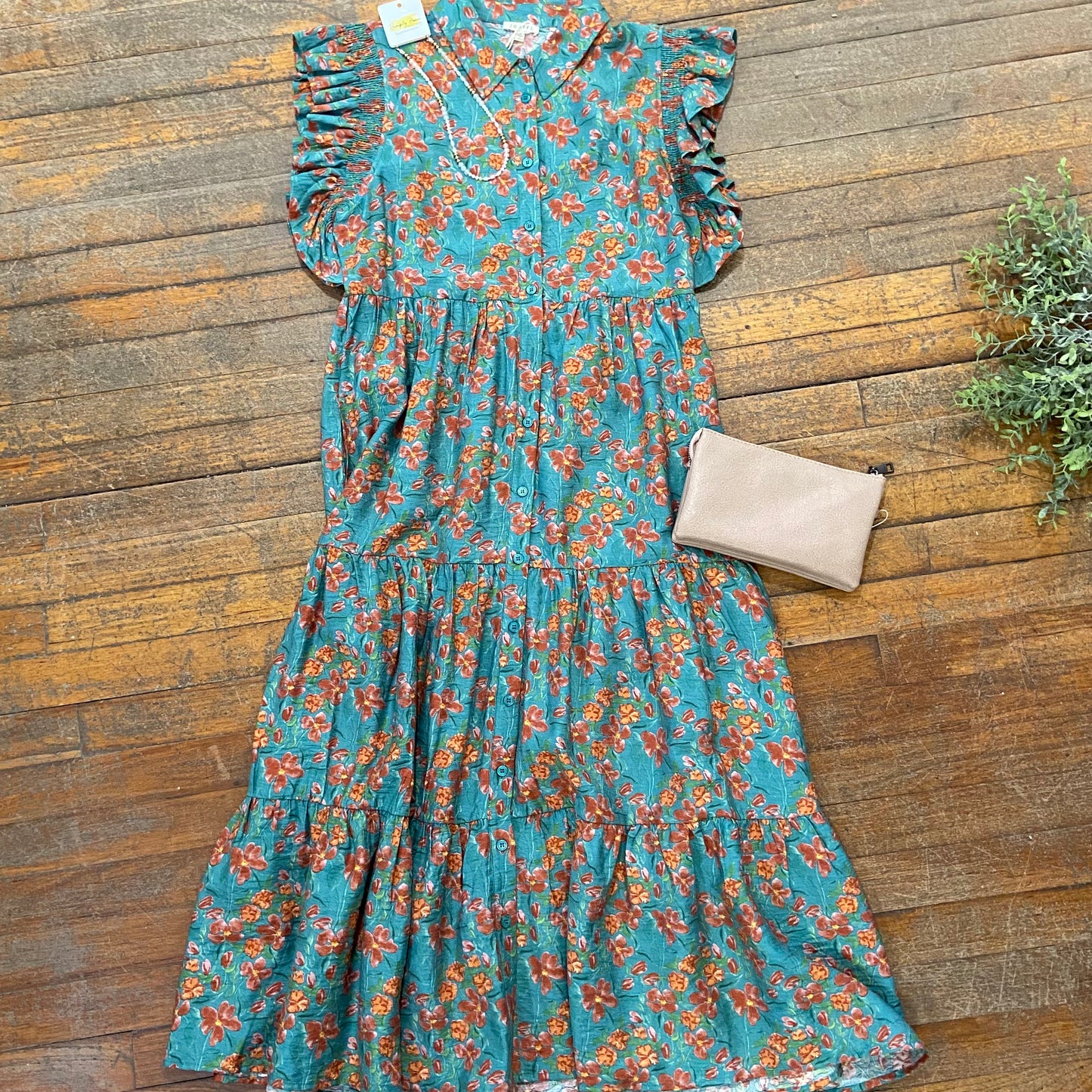 Teal & Rose Floral Dress