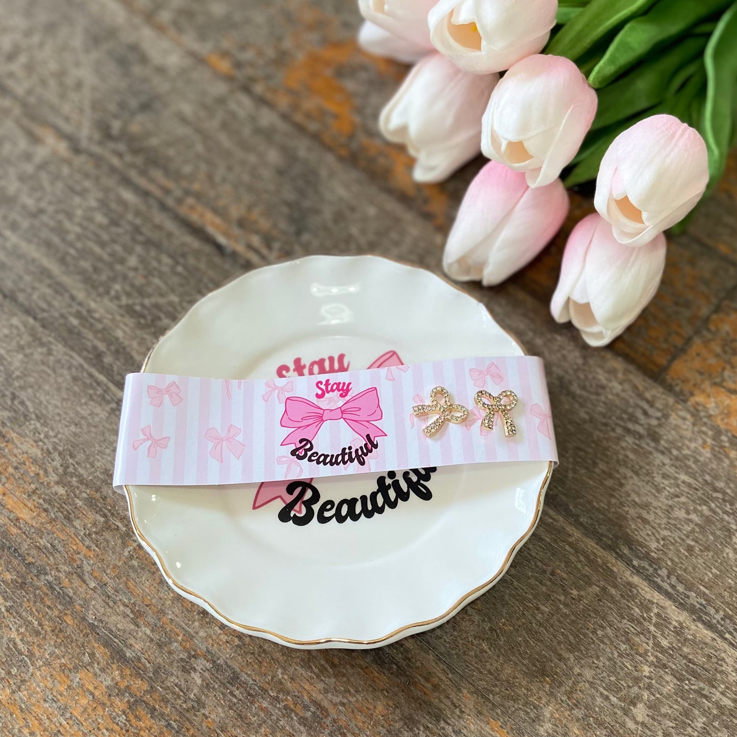 Bow or Heart Dish with Earrings