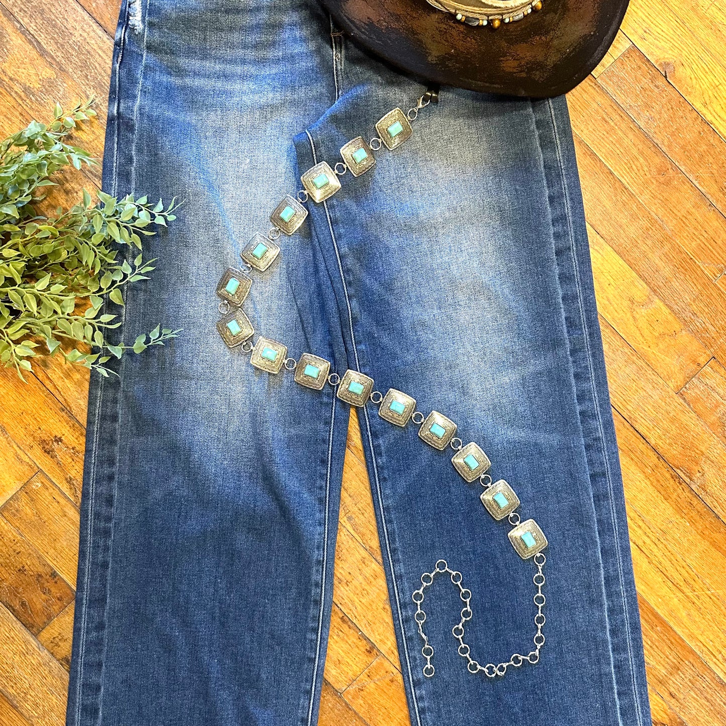 Silver Square Turquoise Belt