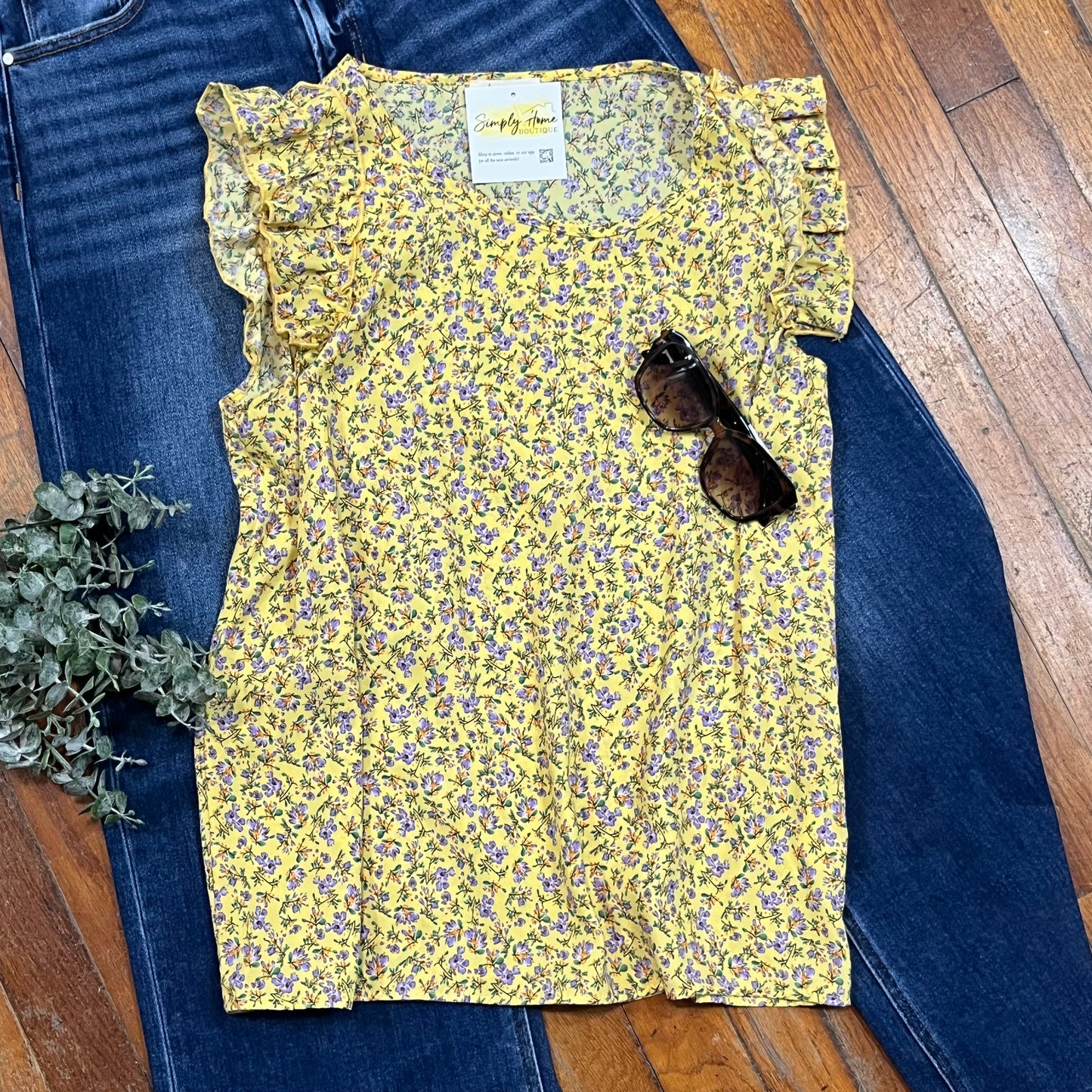 Yellow Floral Knit Blouse
