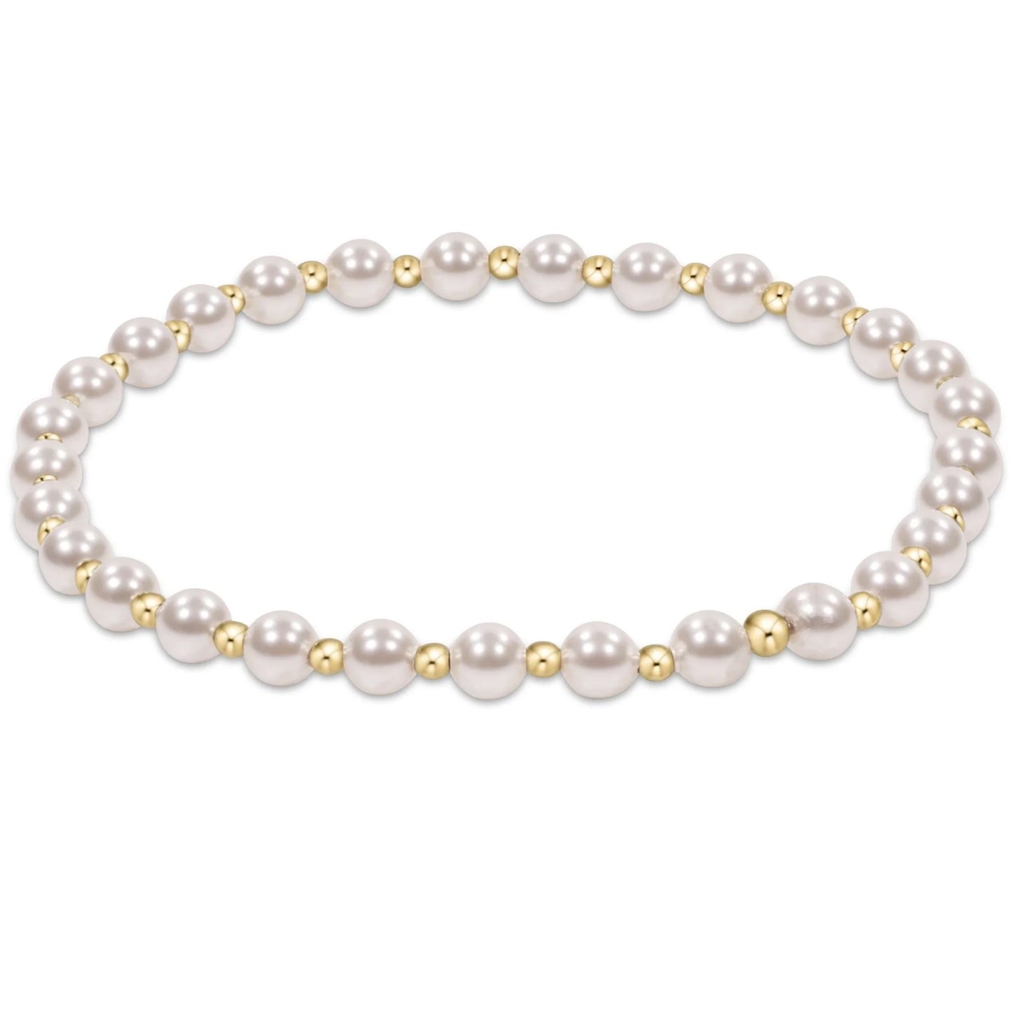 Pearl bracelet with gold accents on a white background