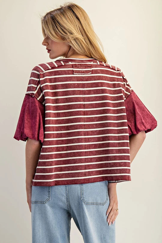 Puff Sleeve Round Neck Top