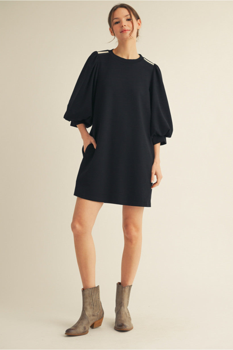 Black Shoulder Accent Dress