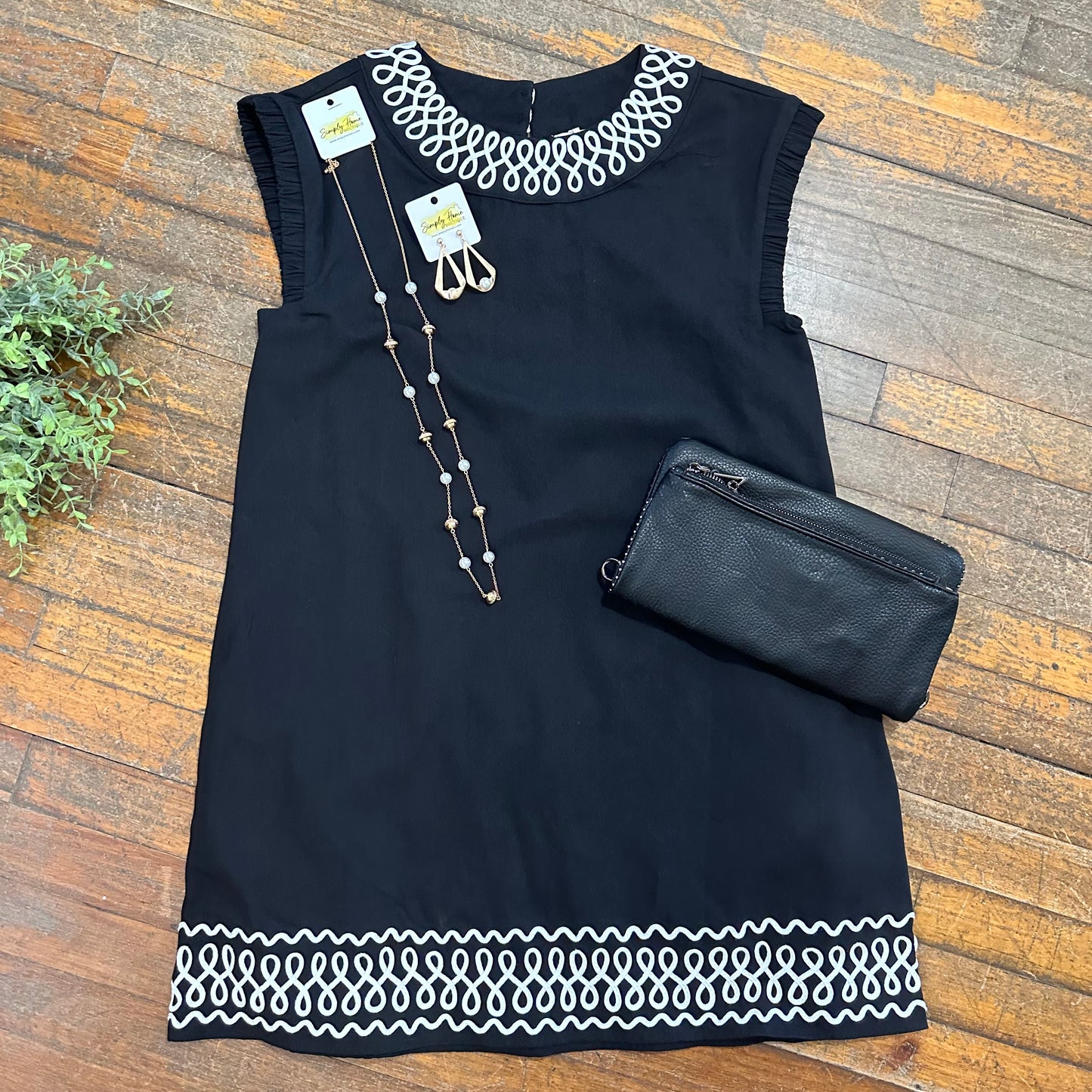 Black Trim Sheath Dress