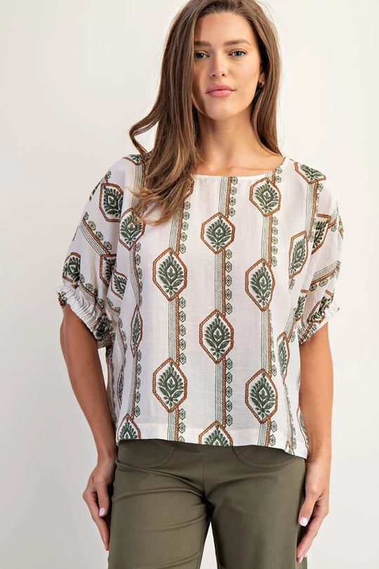 Geometric Floral Blouse
