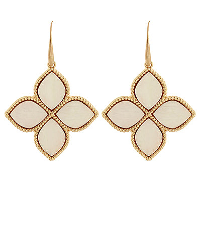 Wood Petal Flower Drop Earrings