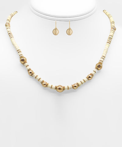 Disk and Ball Beaded Necklace