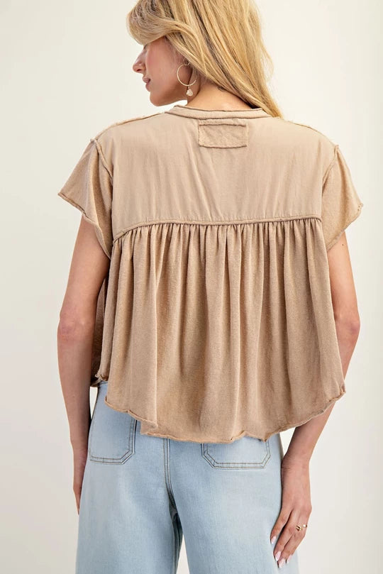 Ladder Lace Flutter Sleeve Top